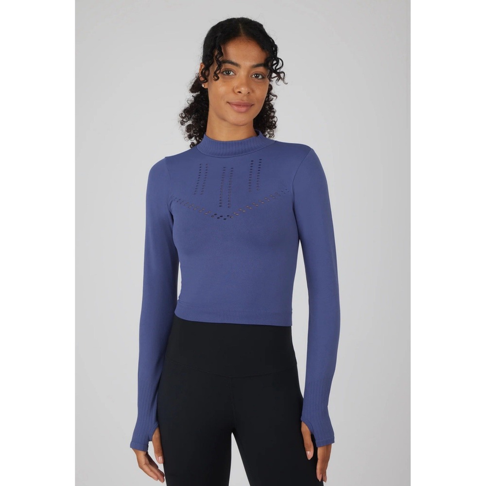 90 Degree by Reflex Women's Athletic‎ Long Sleeve Mock Neck Top  Blue - Size L